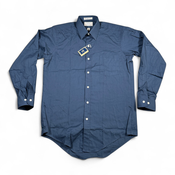Vintage Arrow Dress Shirt Adult MEDIUM Blue Paddock Club Poplin Deadstock USA - Picture 1 of 9